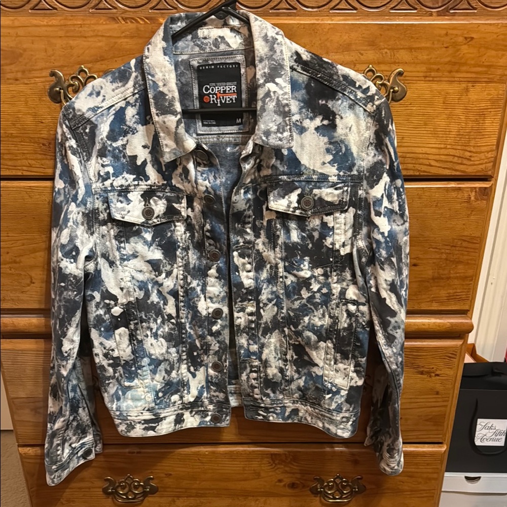 Copper Rivet Blue and White Denim Jacket